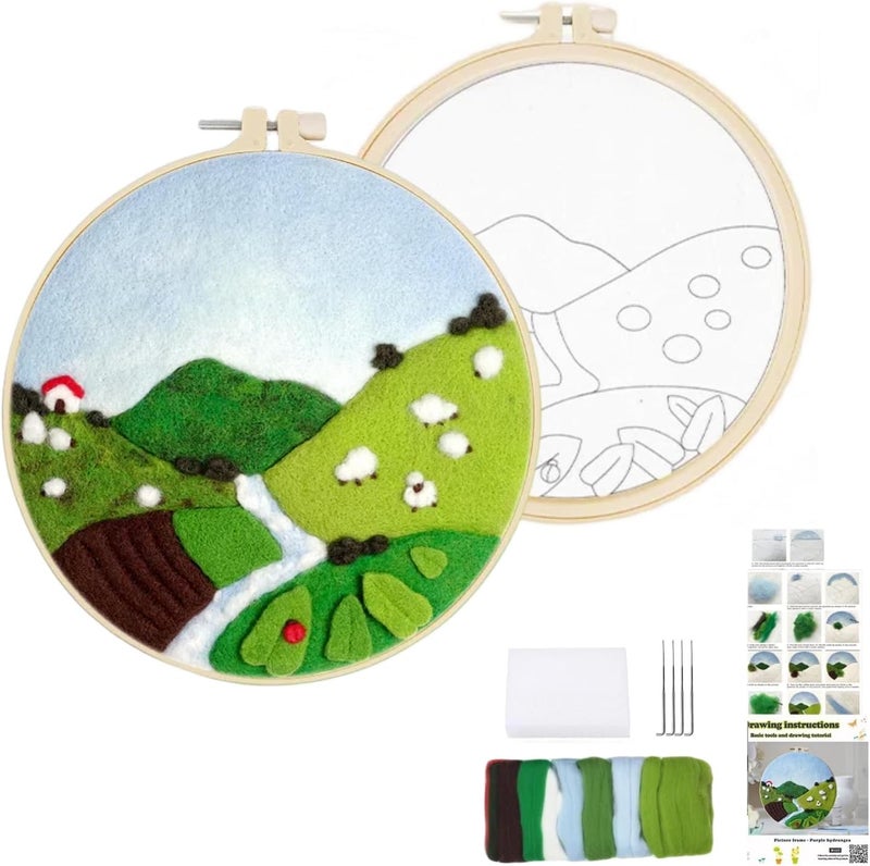 wonofa DIY Wool Needle Felt Starter Kit, Beginner Needle Felt Kit with Wool Felt Bag, Felts Needles, Photo Frame, Foam Mat, Felts Cloth and Instructions for Home Decor, Art Crafts (K1) - Image 1